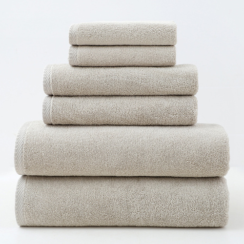 Beige Premium Cotton Towel Set - 6 Pieces, Soft & Absorbent Bath Towels for Adults - Main Image