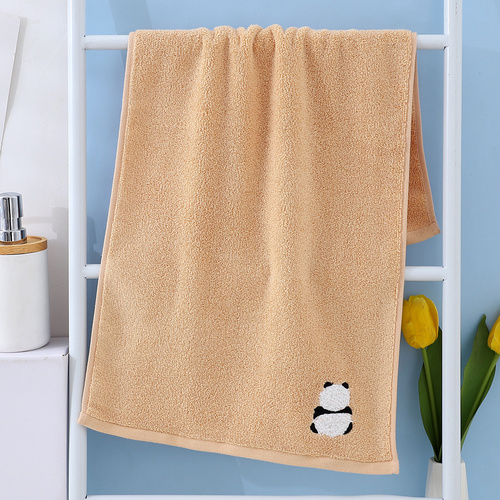 2 Pcs Khaki Panda Print Soft Cotton Hand Towel, Super Absorbent Mini Towels, 34x75cm - Main Image