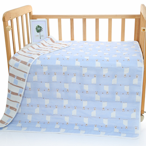 Blue Alpaca, 6-Layer Muslin Baby Blanket - Soft Cotton Bedding for Infants and Toddlers, 110x110cm - Main Image