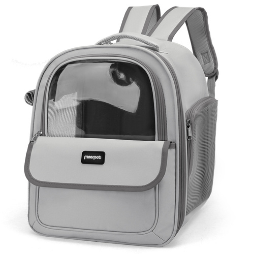 Gray Pet Carrier Backpack - Space Capsule Design for Cats & Small Dogs - Main Image
