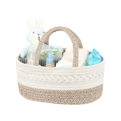 Coffee Stylish Cotton Rope Basket for Clothing & Toys - Woven Storage Organizer, 38x23x18cm - Main Image