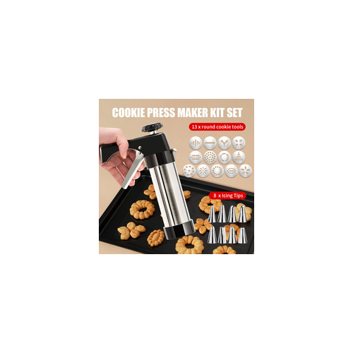 Complete Cookie Press Maker Kit Set - 13 Cookie Tools & 8 Icing Tips for Perfect Baking - Main Image