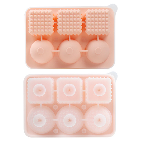 2 PCS Sphere & Square Ice Cube Tray (Pink) - Novelty Silicone Ice Maker for Whiskey Cocktails - Main Image