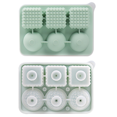 2 PCS Sphere & Square Ice Cube Tray (Green) - Novelty Silicone Ice Maker for Whiskey Cocktails - Main Image