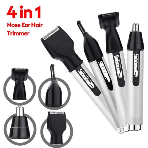 4-in-1 Electric Nose & Ear Hair Trimmer Set - USB Rechargeable Grooming Kit - Main Image