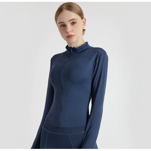 XXXL Blue High-Stretch Slim Fit Yoga Jacket - Full Zip Workout Sports Jacket for Women - Main Image