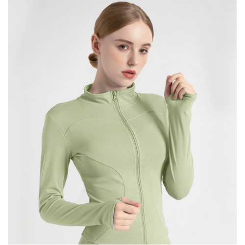 S Green High-Stretch Slim Fit Yoga Jacket - Full Zip Workout Sports Jacket for Women - Main Image