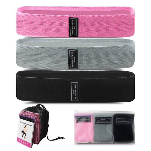 Pink-Grey-Black Fabric Resistance Bands Set - 3 Levels Non-Slip Hip Bands for Strength Training - Main Image