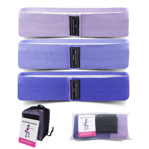 Purple Colour Scheme Fabric Resistance Bands Set - 3 Levels Non-Slip Hip Bands for Strength Training - Main Image