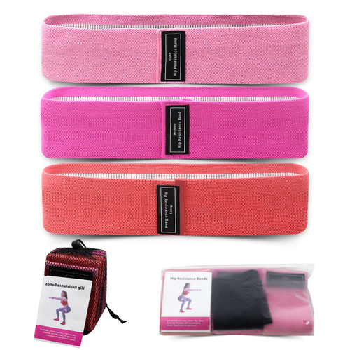 Red Colour Scheme Fabric Resistance Bands Set - 3 Levels Non-Slip Hip Bands for Strength Training - Main Image