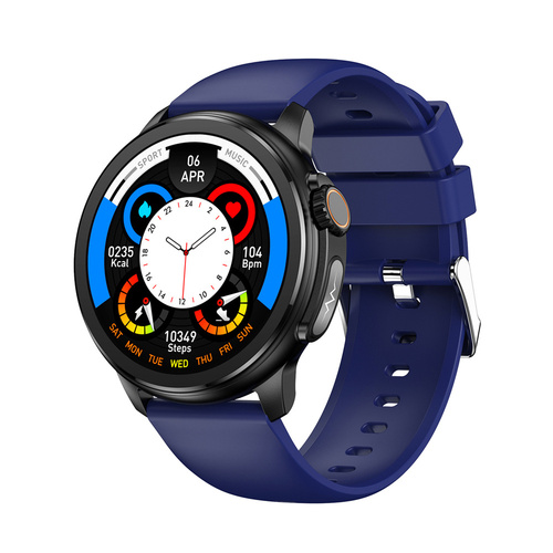 Blue Round 1.3 Touch Screen Smartwatch with Heart Rate & Fitness Tracking" - Main Image