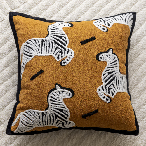 Orange Horse 45x45cm Decorative Zebra-Pattern Pillow Cover with Non-Woven Insert - Main Image