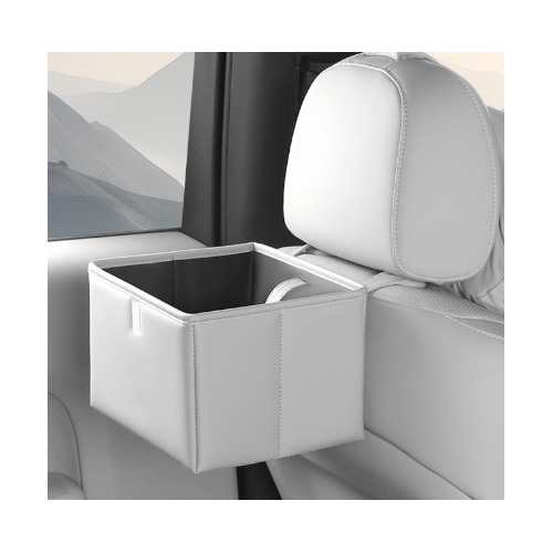 White Foldable Car Trash Bin and Storage Box - 23x17x15cm, Space-Saving, Convenient Design - Main Image