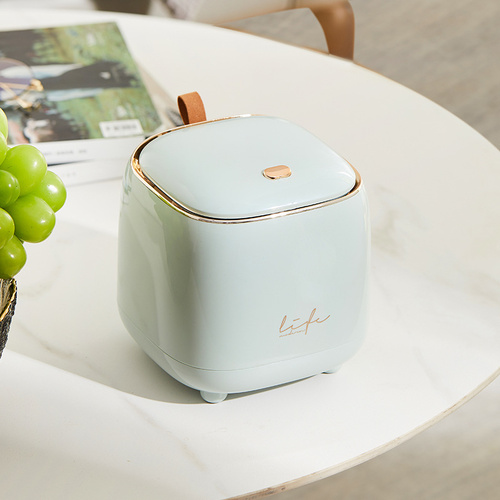 Light Green Desktop Trash Bin with Lid - Press-Down Design, Portable for Car and Home Use - Main Image
