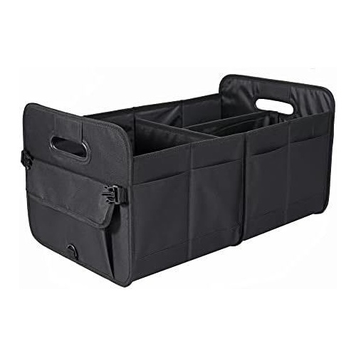 Black Foldable Car Storage Organizer Basket - 55x32x32cm with Handles, Easy to Fold - Main Image