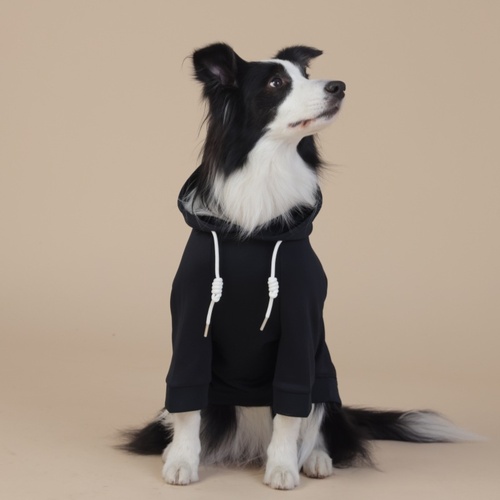 6XL Black Cute Dog Hoodie with Adjustable Drawstring - Available in Various Sizes - Main Image