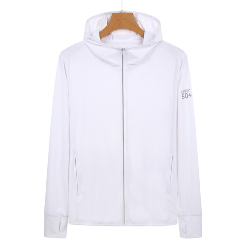 L White Long Sleeve UV Protection Summer Breathable Knitted Ice Silk Outdoor Sun Protection Clothing - Unisex Thin Sunscreen Shirt - Main Image