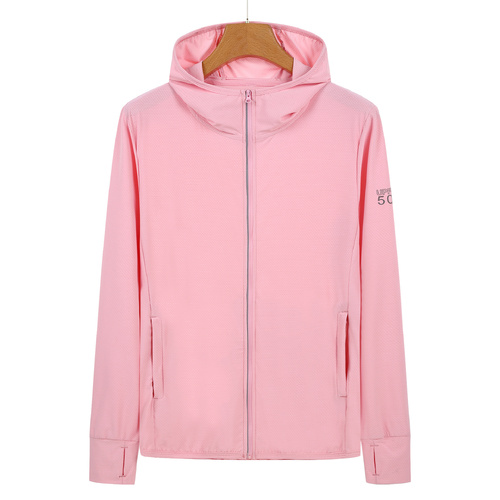 M Pink Long Sleeve UV Protection Summer Breathable Knitted Ice Silk Outdoor Sun Protection Clothing - Unisex Thin Sunscreen Shirt - Main Image