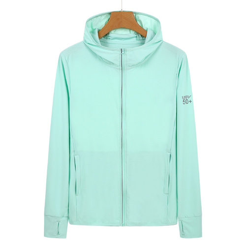 L Green Long Sleeve UV Protection Summer Breathable Knitted Ice Silk Outdoor Sun Protection Clothing - Unisex Thin Sunscreen Shirt - Main Image
