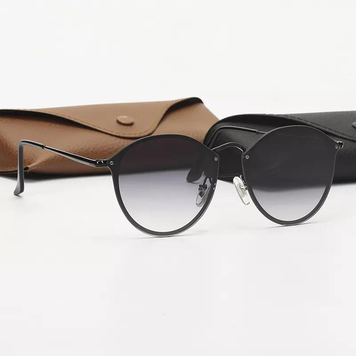 Black Frame Gradient Gray Round Sunglasses - Classic Retro Unisex Sunglasses for Driving & Everyday Wear - Main Image