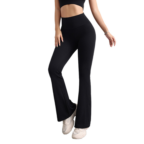 L Black High Waist Flare Yoga Pants - Women's Bootcut Leggings - Peach Lift, Quick Dry, Workout & Fitness Pants - Main Image