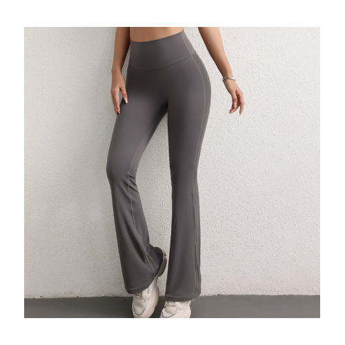 S Grey High Waist Flare Yoga Pants - Women's Bootcut Leggings - Peach Lift, Quick Dry, Workout & Fitness Pants - Main Image