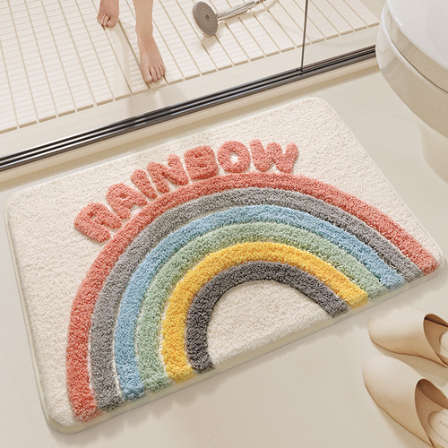 Rainbow Bath Mat - Super Absorbent, Non-Slip Bathroom Floor Mat - 40x60cm - Main Image