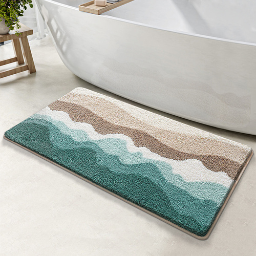 Peaceful Beach Bath Mat - Super Absorbent, Non-Slip Bathroom Floor Mat - 40x60cm - Main Image