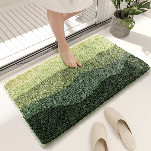 Green Bath Mat - Super Absorbent, Non-Slip Bathroom Floor Mat - 40x60cm - Main Image