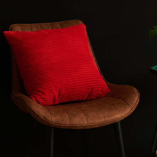 Red Set of 4 Corduroy Pillow Covers - Solid Color Minimalist Throw Cushion Covers - 45x45cm (Pillow Inserts are NOT Included) - Main Image