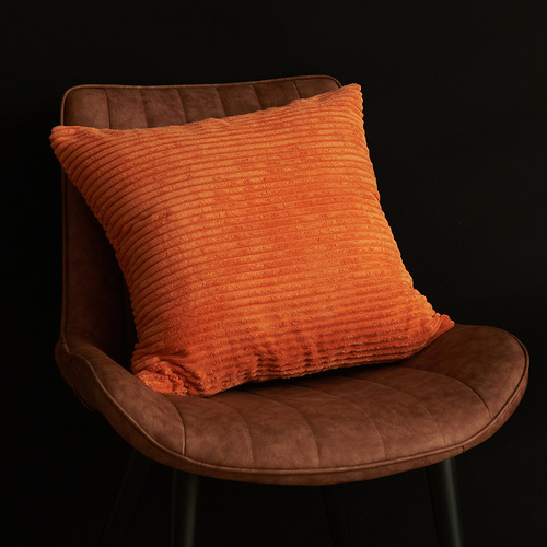 Orange Set of 4 Corduroy Pillow Covers - Solid Color Minimalist Throw Cushion Covers - 45x45cm (Pillow Inserts are NOT Included) - Main Image