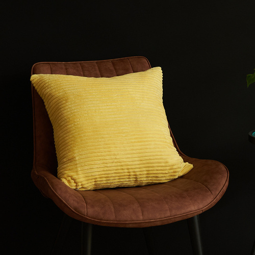 Light Yellow Set of 4 Corduroy Pillow Covers - Solid Color Minimalist Throw Cushion Covers - 45x45cm (Pillow Inserts are NOT Included) - Main Image
