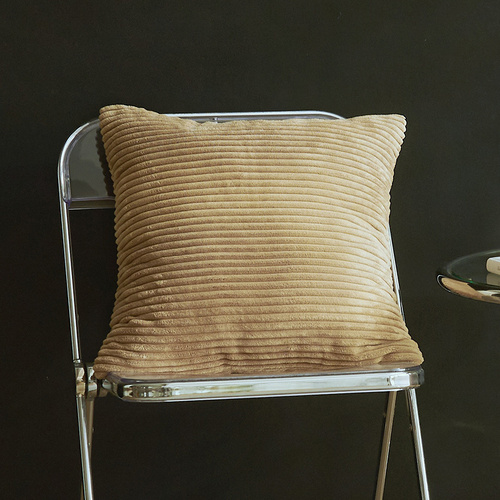 Light Coffee Set of 4 Corduroy Pillow Covers - Solid Color Minimalist Throw Cushion Covers - 45x45cm (Pillow Inserts are NOT Included) - Main Image