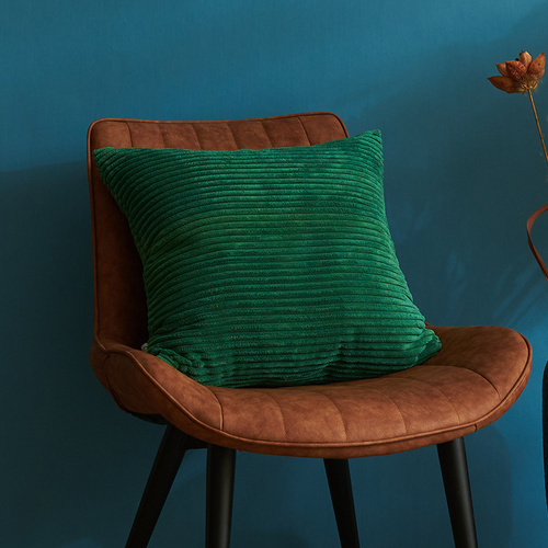 Dark Green Set of 4 Corduroy Pillow Covers - Solid Color Minimalist Throw Cushion Covers - 45x45cm (Pillow Inserts are NOT Included) - Main Image