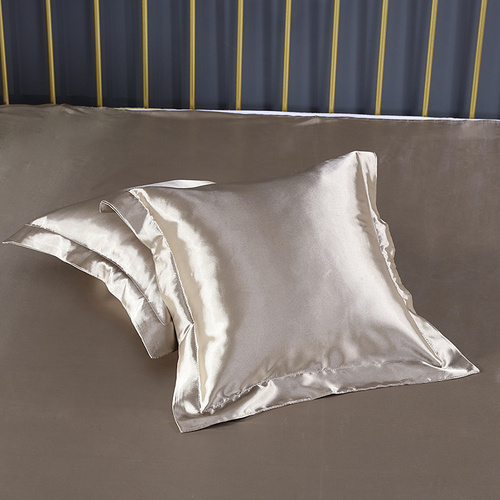 Champagne Gold 2 PCS Faux Silk Pillow Covers - Cooling Ice Silk Satin Cushion Covers - 45x45cm - Main Image