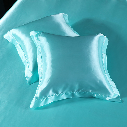 Blue 2 PCS Faux Silk Pillow Covers - Cooling Ice Silk Satin Cushion Covers - 45x45cm - Main Image
