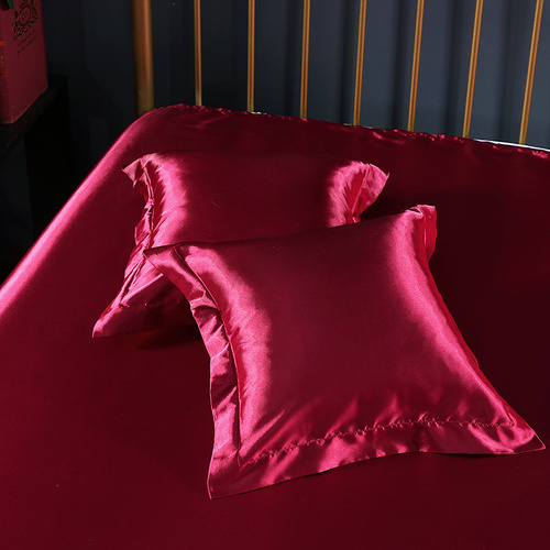 Red 2 PCS Faux Silk Pillow Covers - Cooling Ice Silk Satin Cushion Covers - 45x45cm - Main Image