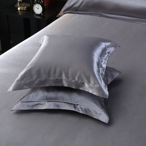 Silver 2 PCS Faux Silk Pillow Covers - Cooling Ice Silk Satin Cushion Covers - 45x45cm - Main Image