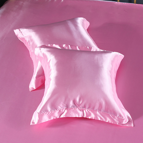 Pink 2 PCS Faux Silk Pillow Covers - Cooling Ice Silk Satin Cushion Covers - 45x45cm - Main Image