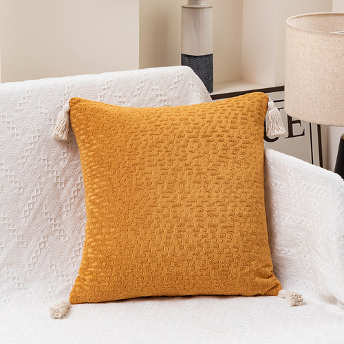 Yellow Pillow Covers - Tassel Accent Cushion Covers - 45x45cm (Set of 2) - Main Image