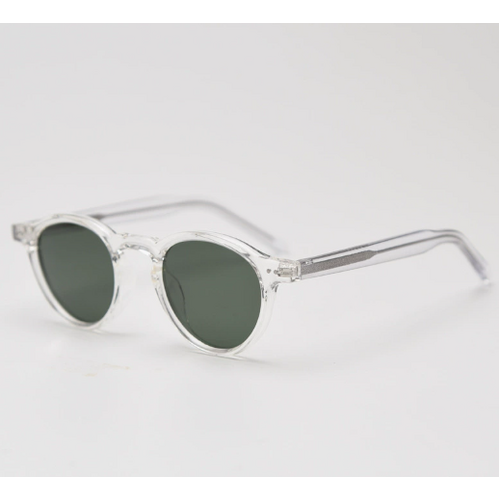 Transparent Color Retro Round Polarized Sunglasses - Black Frame - Fashion UV Protection - Main Image