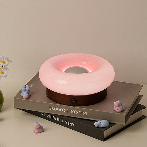 Pink Donut Table Lamp - Rechargeable Touch Control LED - Main Image