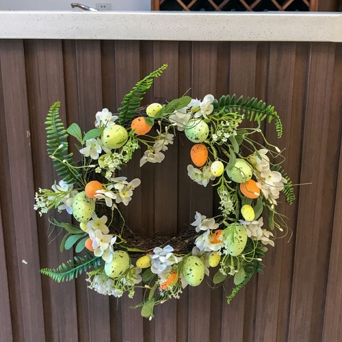 Elegant 45cm Easter Wreath - Vibrant Egg and Floral Design for Festive Door Decor - Main Image