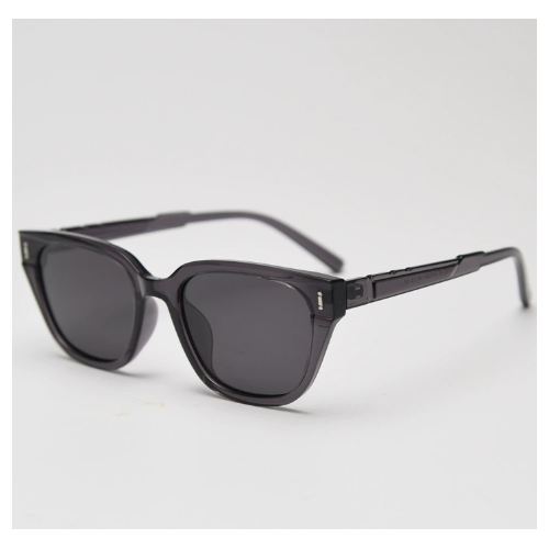 Transparent Gray All Gray Retro Small Frame Sunglasses - Black - UV Protection - Main Image