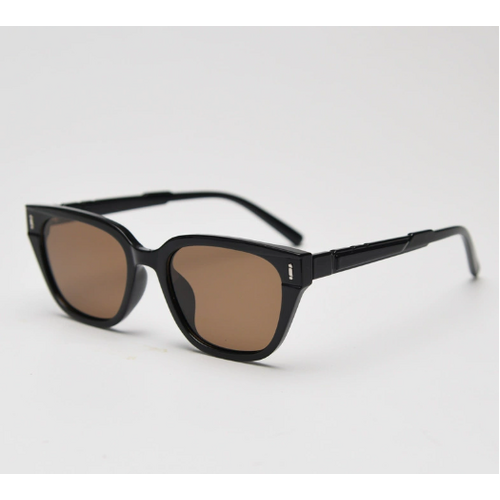 Bright Black Whole Tea Retro Small Frame Sunglasses - Black - UV Protection - Main Image