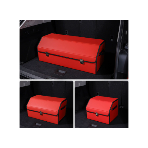 Medium Sized Red Foldable Car Trunk Storage Box - Large Capacity Insertable Rear Organizer - Main Image