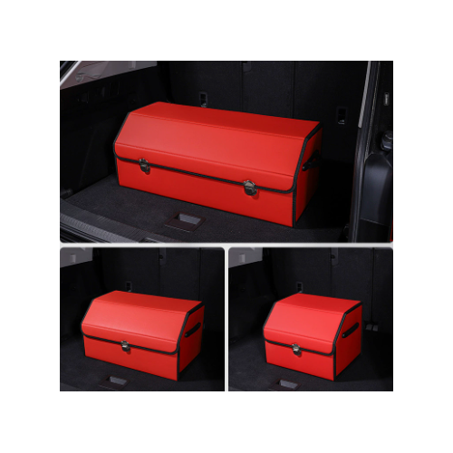 Extra Large Red Foldable Car Trunk Storage Box - Large Capacity Insertable Rear Organizer - Main Image