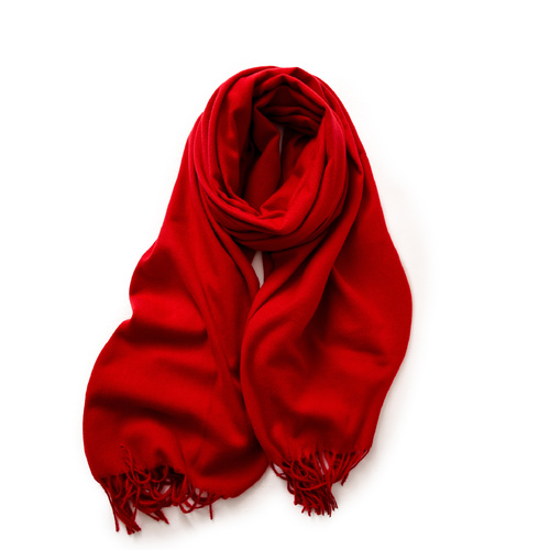 Jujube Red 2 PCS Faux Cashmere Solid Color Scarf Shawl with Tassels - Warm Korean Style Wrap (180cm x 70cm) - Main Image