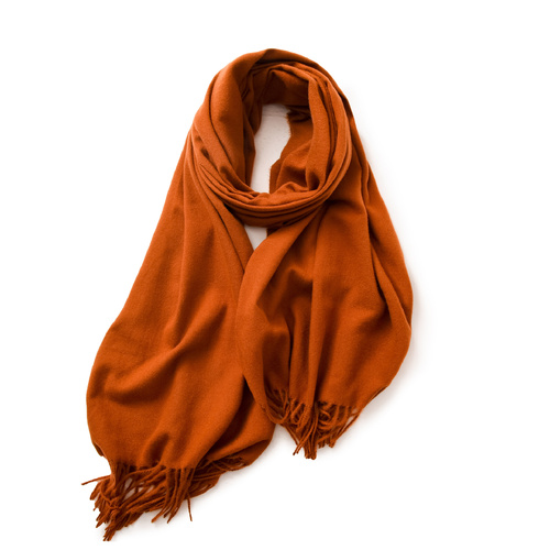 Brick Red 2 PCS Skin Red Solid Color Scarf Shawl with Tassels - Warm Korean Style Wrap (180cm x 70cm) - Main Image