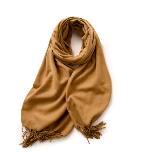 Camel 2 PCS Skin Red Solid Color Scarf Shawl with Tassels - Warm Korean Style Wrap (180cm x 70cm) - Main Image